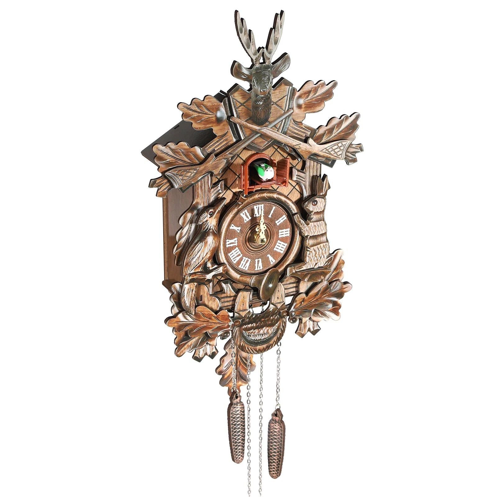 Hunter Cuckoo Clock Vintage German Black Forest Wooden