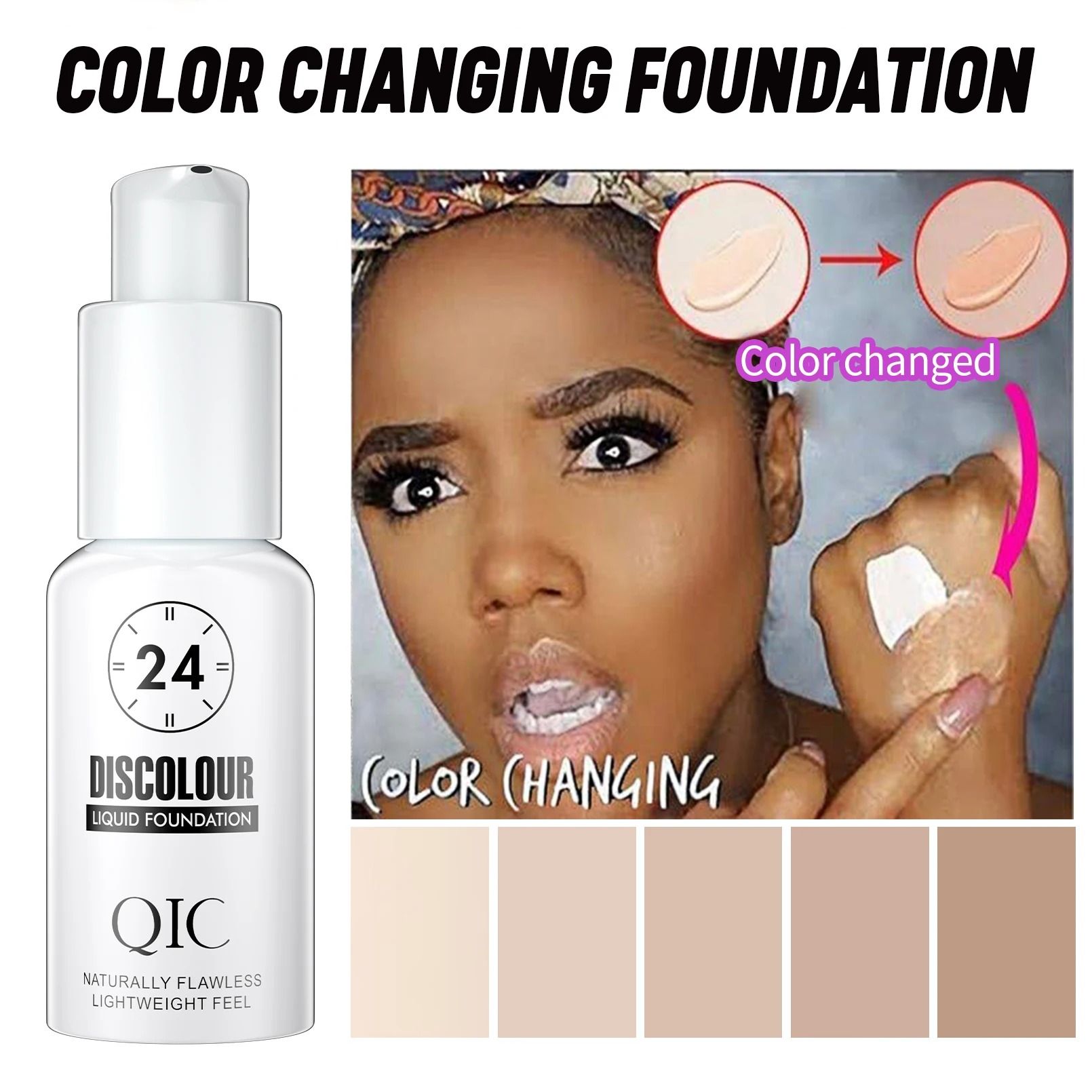 Magic Color-Changing Foundation – Hydrating Soft Matte Base & Self-Adjusting Skin Tone Liquid