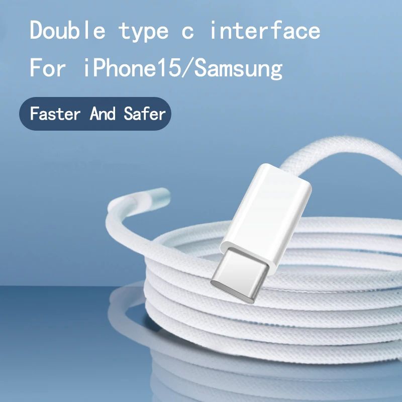 PD 60W USB C to USB C Braided Fast Charging Cable for iPhone 15 and Android