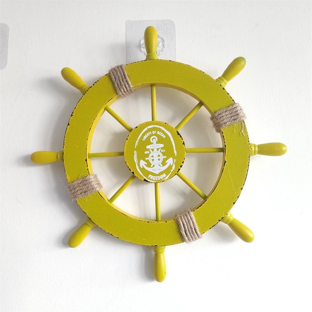 Retro Mediterranean Wooden Ship Helm Timeless Nautical Wall Art