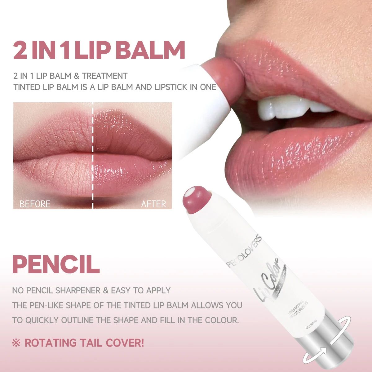 Moisturizing Rotating Lip Gloss Pen – Long Lasting Waterproof Gloss Lipstick