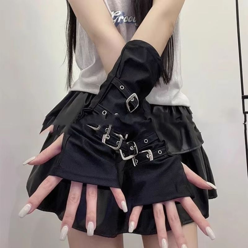 Personalized Y2K Punk Fingerless Buckle Gloves for Women