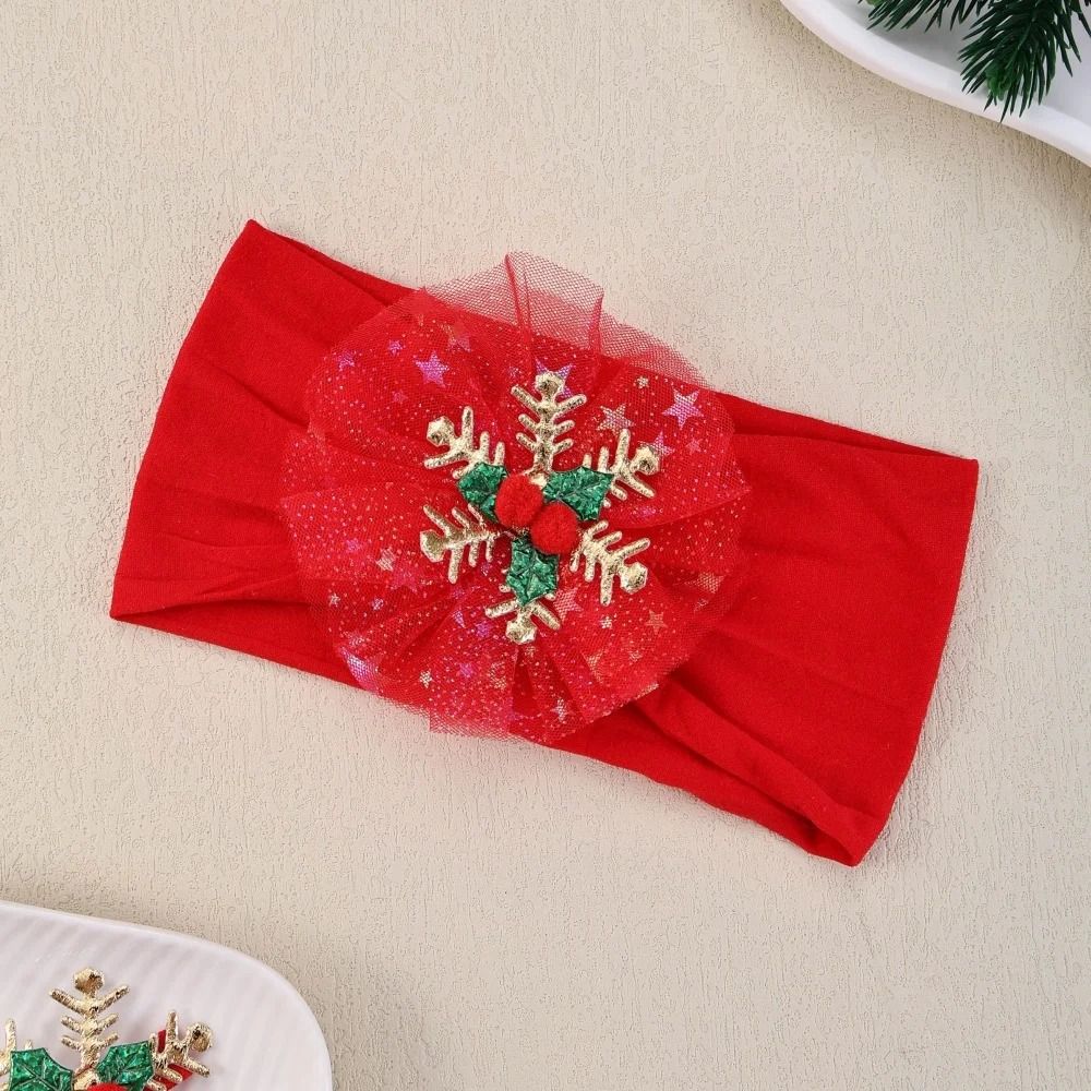 Baby Girls Nylon Christmas Headband Snowflake Tree Gauze Hairband