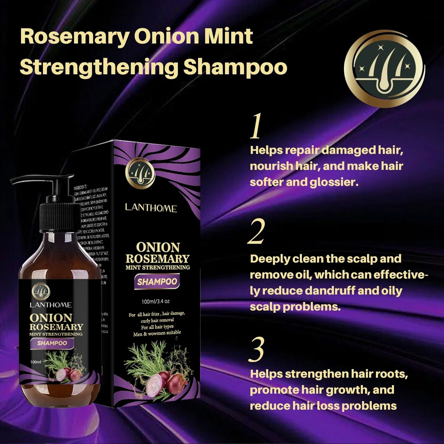 Rosemary Onion Hair Growth Shampoo with Anti-Hair Loss Spray – Fast Hair Regrowth in 7 Days