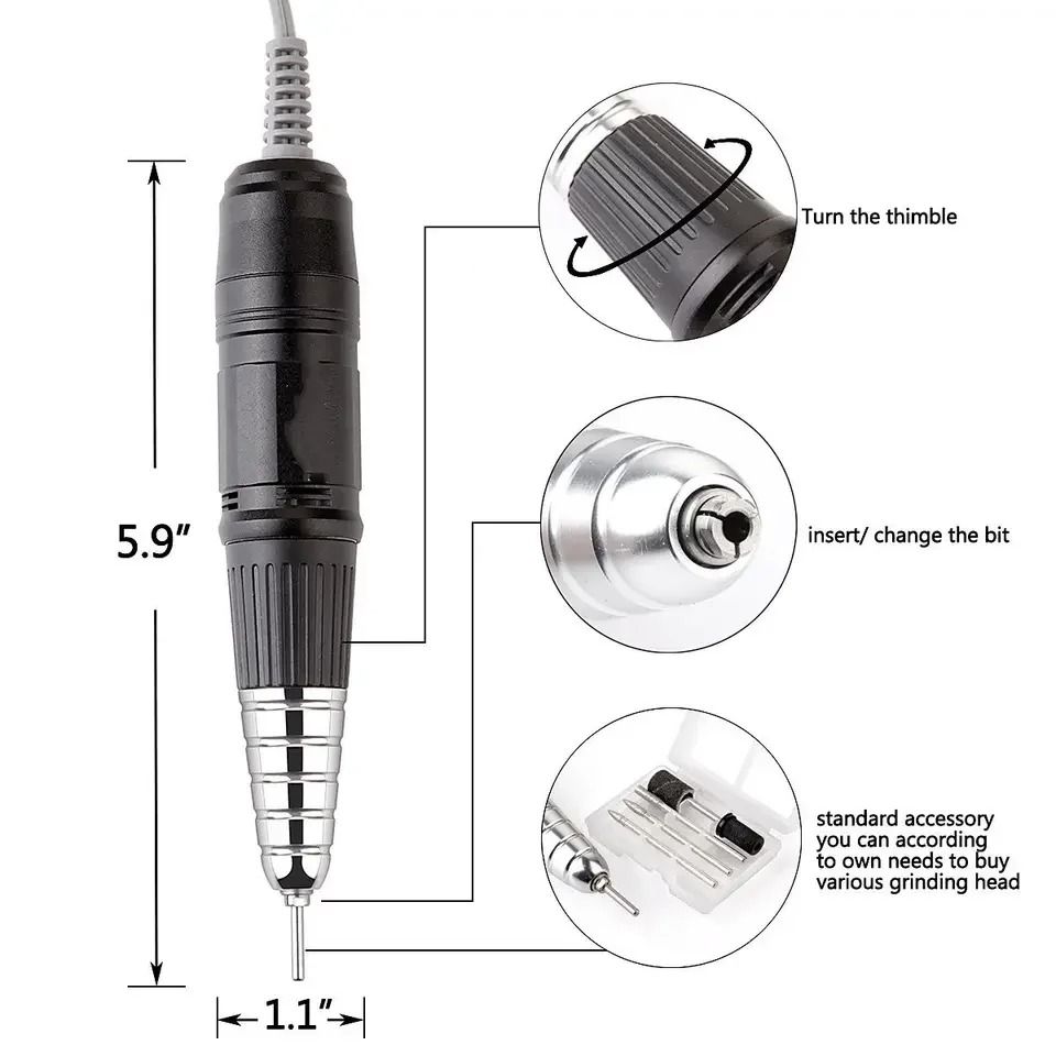 35,000 RPM Electric Nail Drill Handpiece