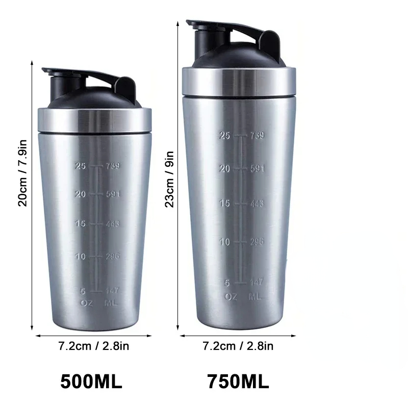 Premium Protein Shaker Bottle, Stainless Steel Sports Water Cup for Gym, Workouts & Nutrition, Anti Leak, Odorless
