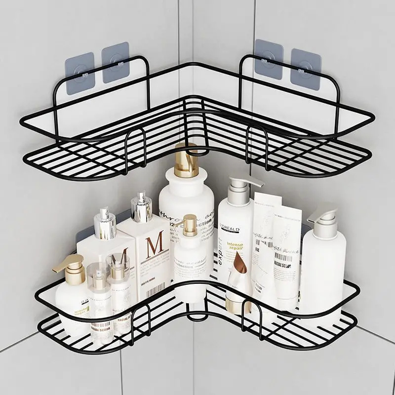 Stainless Steel Corner Shower Caddy Wall-Mounted No-Drill Bathroom Organizer Shelf for Kitchen and Bathroom Storage