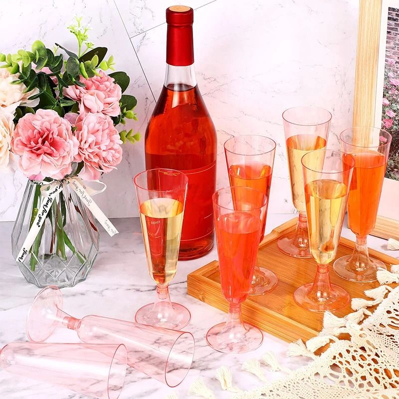 10-Piece Pink Disposable Champagne Flute Set