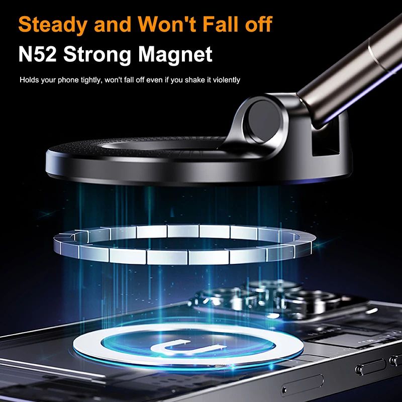 Magnetic Car Bracket, Vacuum Suction Phone Holder, Foldable Multi Angle Navigation Stand