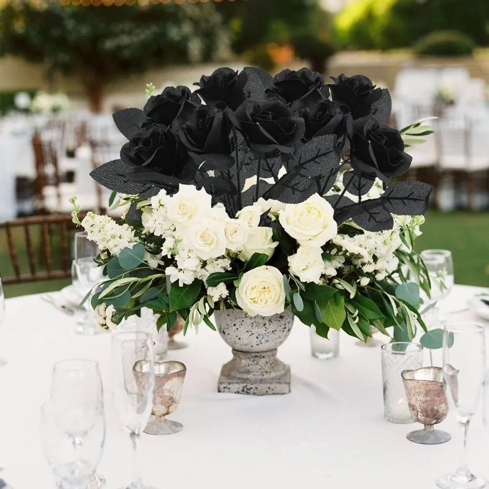 48 cm Rose Black Silk Bouquet Peony Artificial Flower