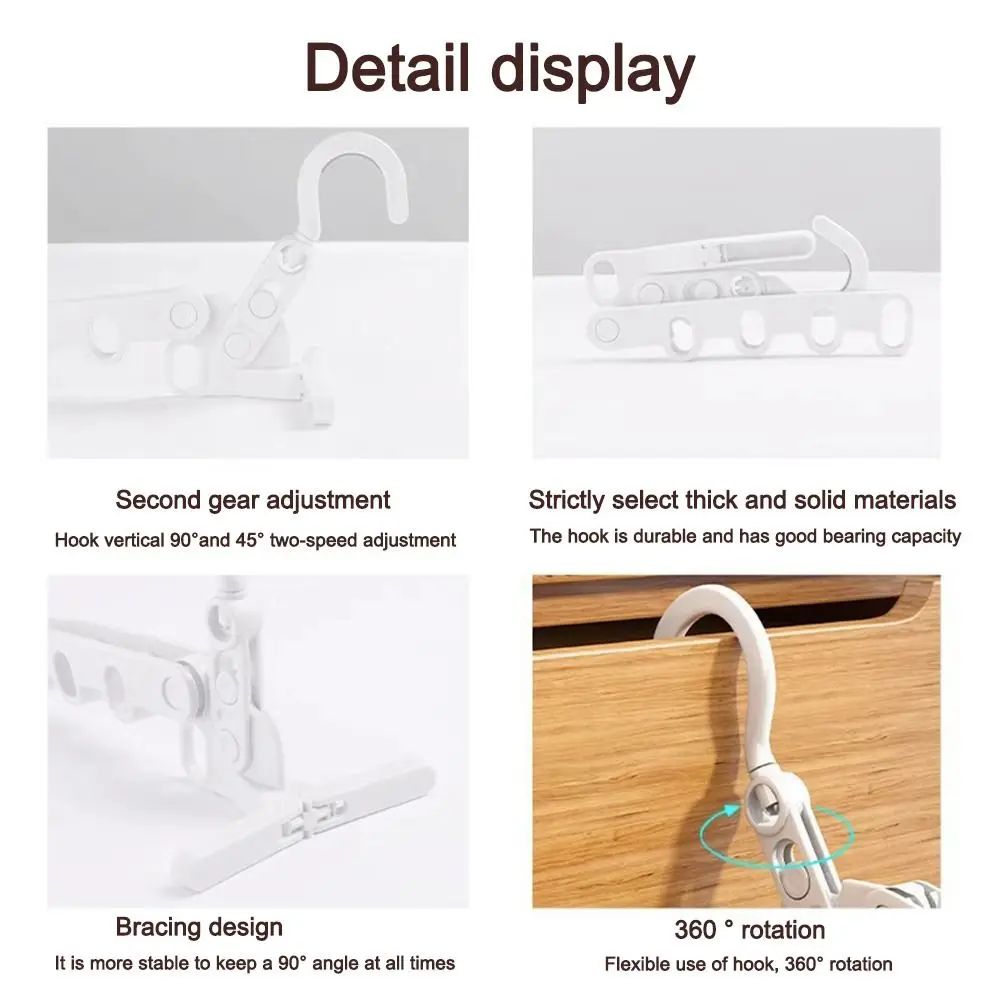 Foldable Travel Clothes Drying Rack with Adjustable Hooks