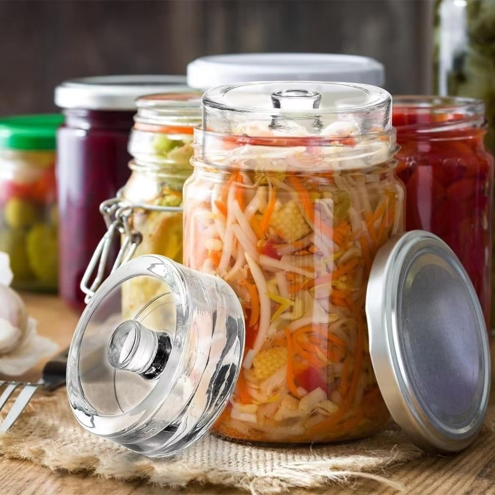 Wide Mouth Jars Lids with Fermented Glass Weights for Cheese Fermentation Kitchen Gadgets