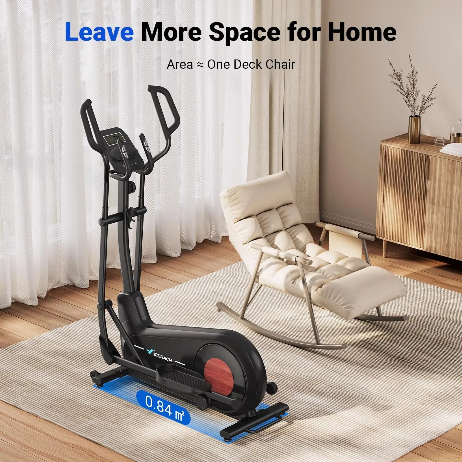Smooth Quiet Elliptical Trainer with Adjustable Resistance and Long Stride