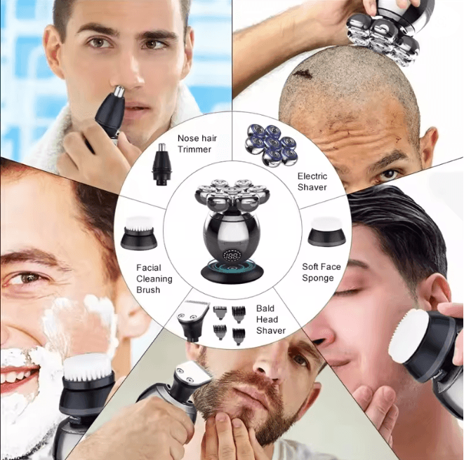 FlexGlide 7D Electric Shaver Waterproof Mens Beard and Head Groomer