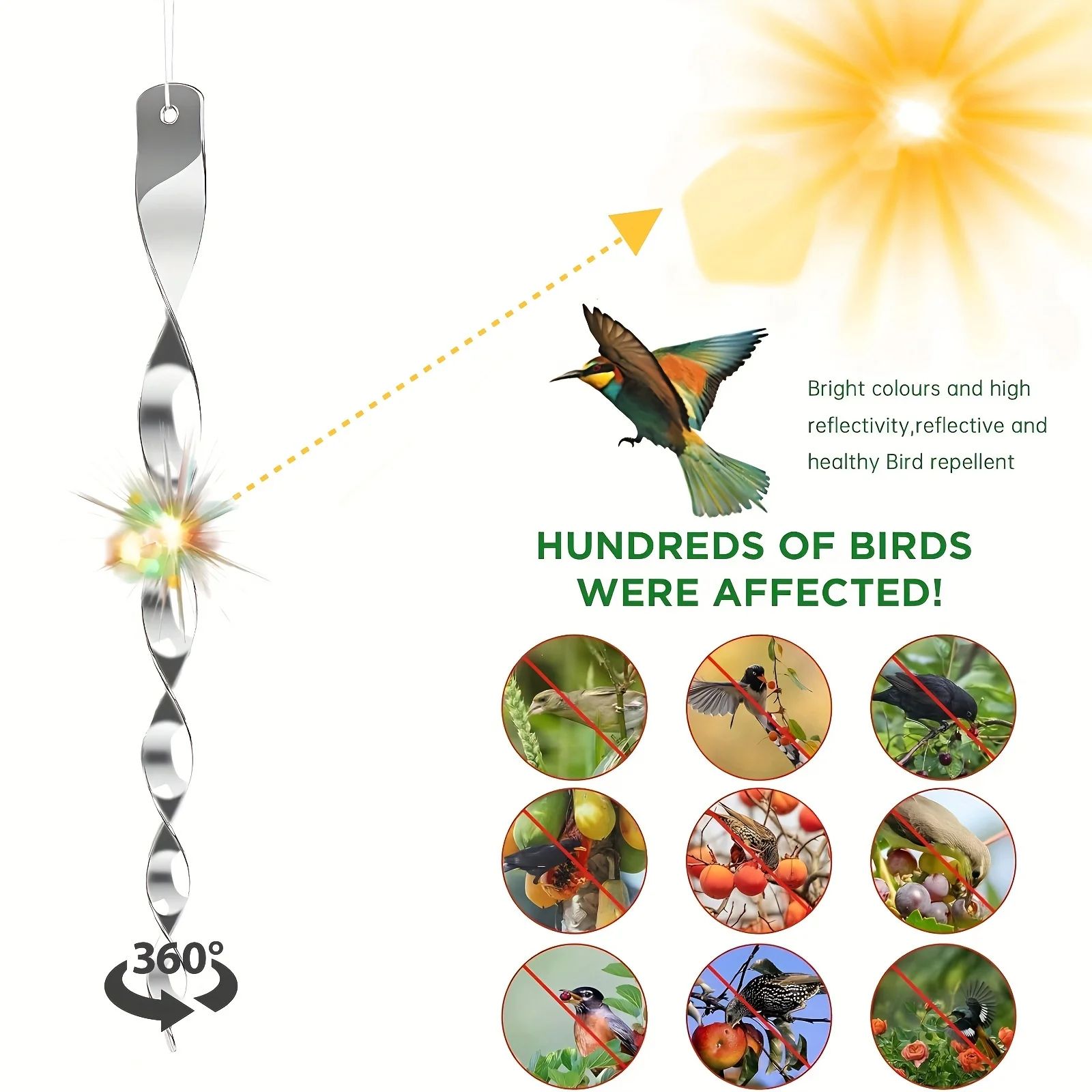Reflective Bird Repellent Wind Spirals