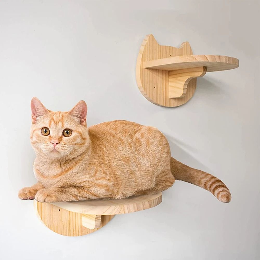 Wall Mounted Cat Climbing Shelf with Sisal Scratching Steps