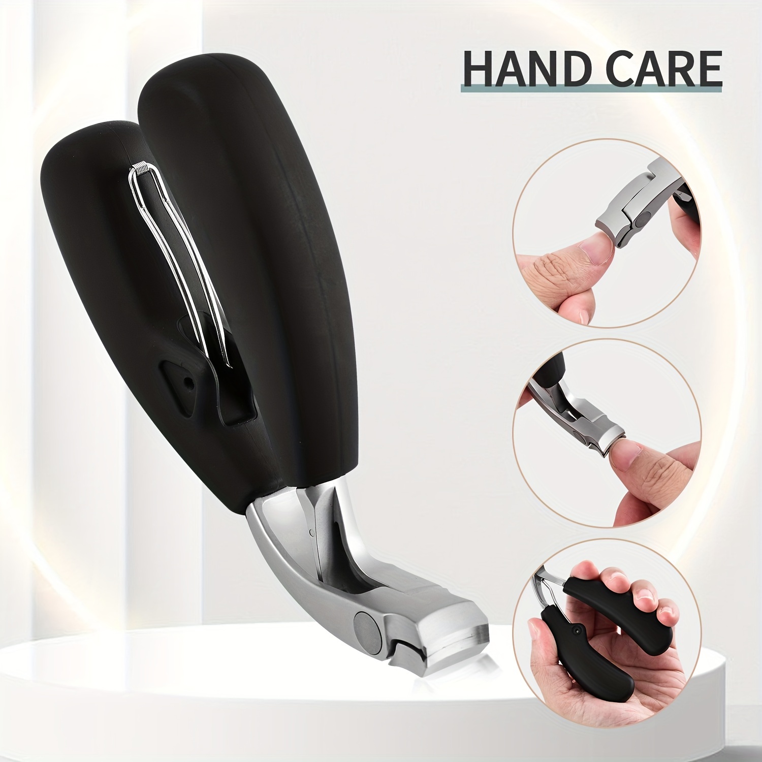 Heavy Duty Curved Nail Clippers for Thick Toenails with Large Opening and Anti-Splash Storage.