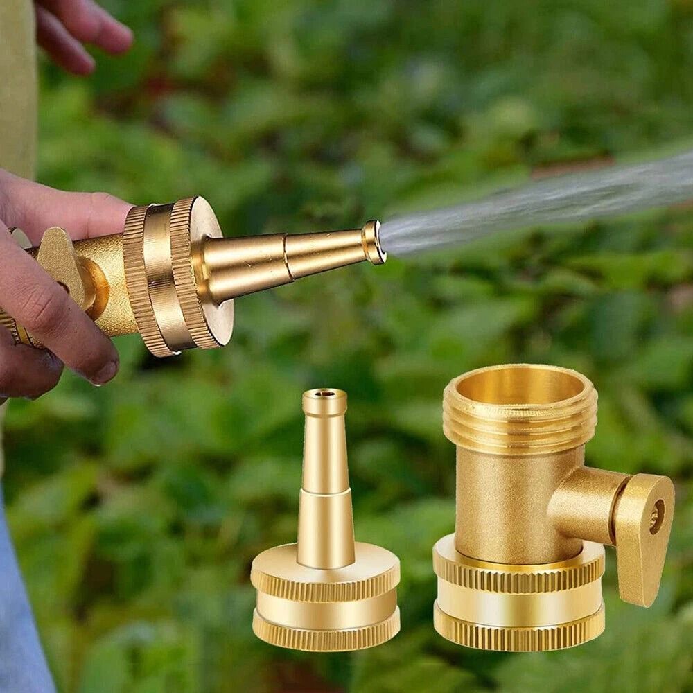 Heavy Duty Brass Garden Hose Shut Off Valve GHT Connector 4-Piece Set