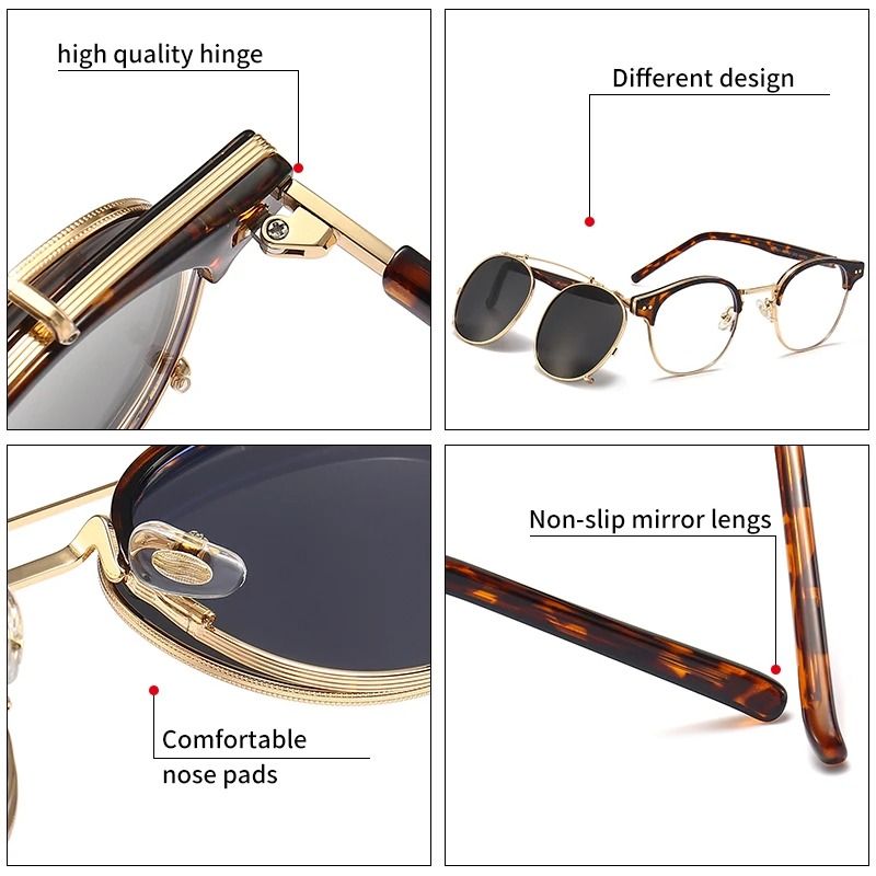 Double Layer Removable Lens Gothic Steampunk Sunglasses