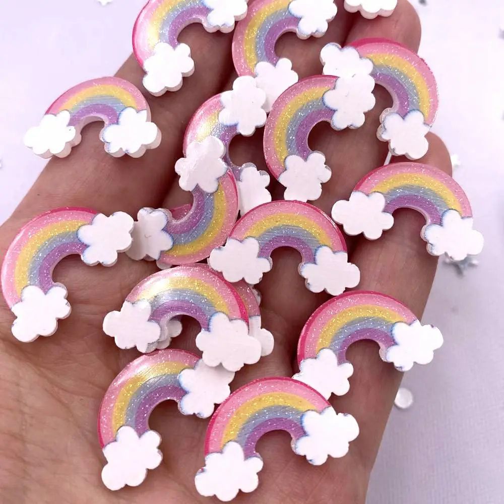 Glitter Rainbow Cloud Acrylic Flatback DIY Set