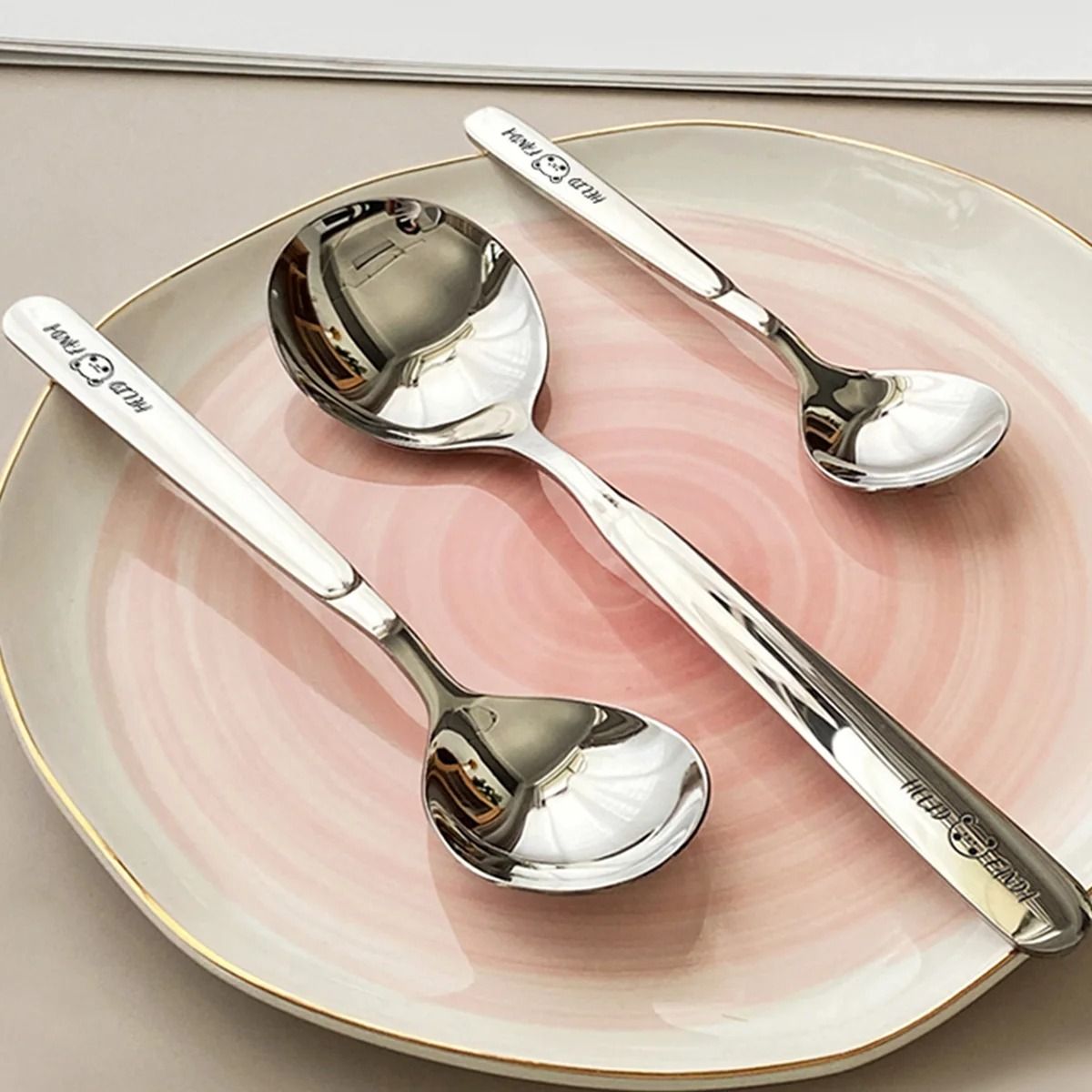 Stainless Steel Dessert Spoon Long Handle Soup Spoon for Kids