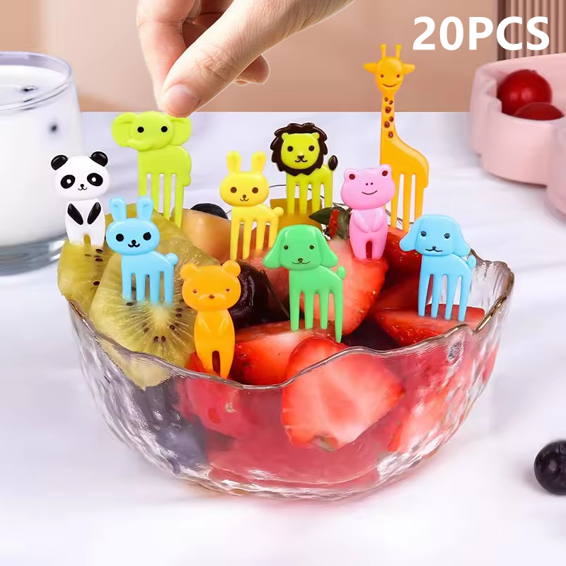 Mini Cartoon Animal Farm Fruit Fork – Fun Snack Cake Picks for Kids, Bento Lunch, Party Decor – Random