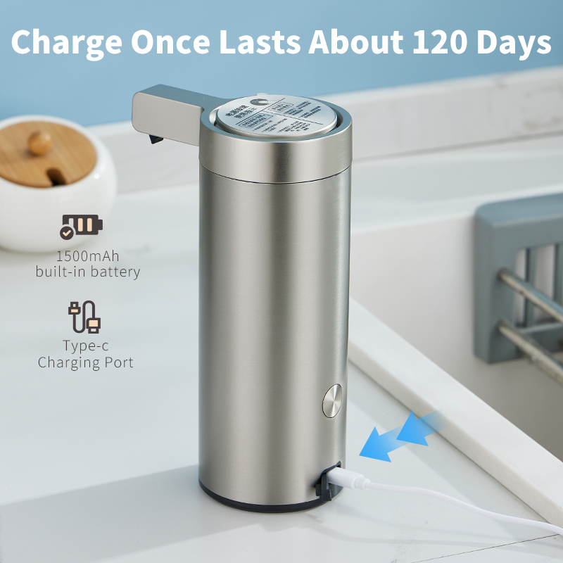 Automatic Soap Dispenser Smart Touchless Kitchen Hand Sanitizer, Stainless Steel, Electric Body Wash Soap Dispense