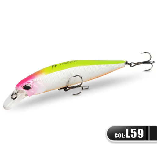 MEREDITH Jerk Minnow 100F Floating Fishing Lure Professional Hard Bait Wobbler 0.8 1.0 m