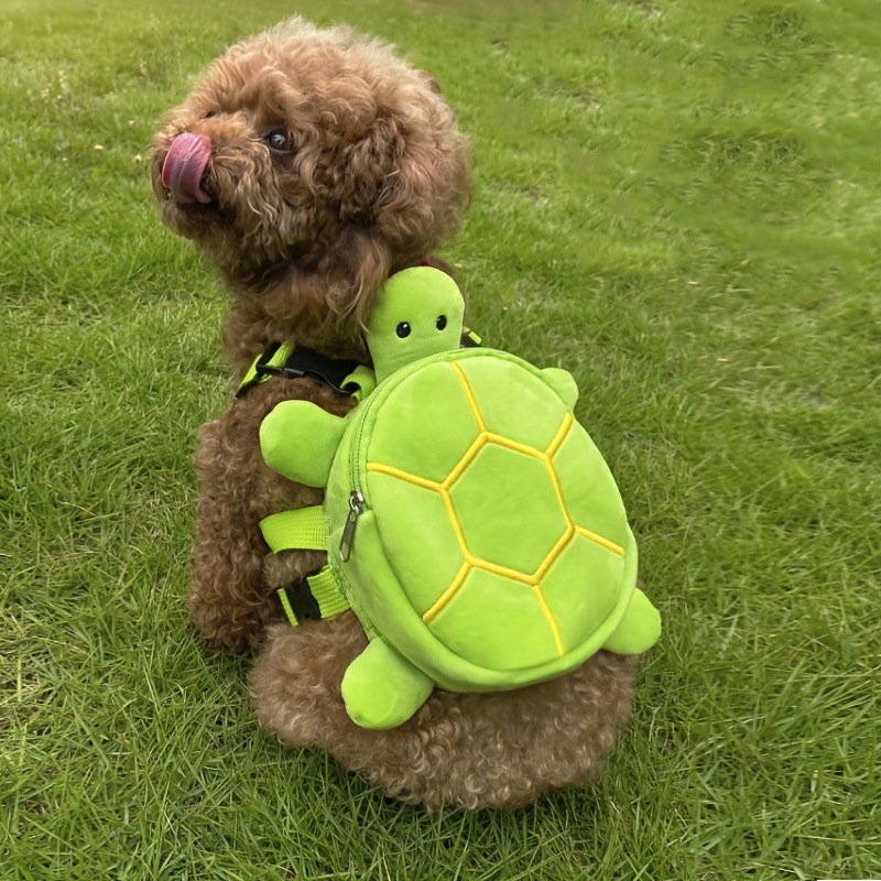 Cute Turtle Shape Dog Bag Pet Backpack Large Capacity Soft Snack Bag Puppy School Bag Convenient Portable