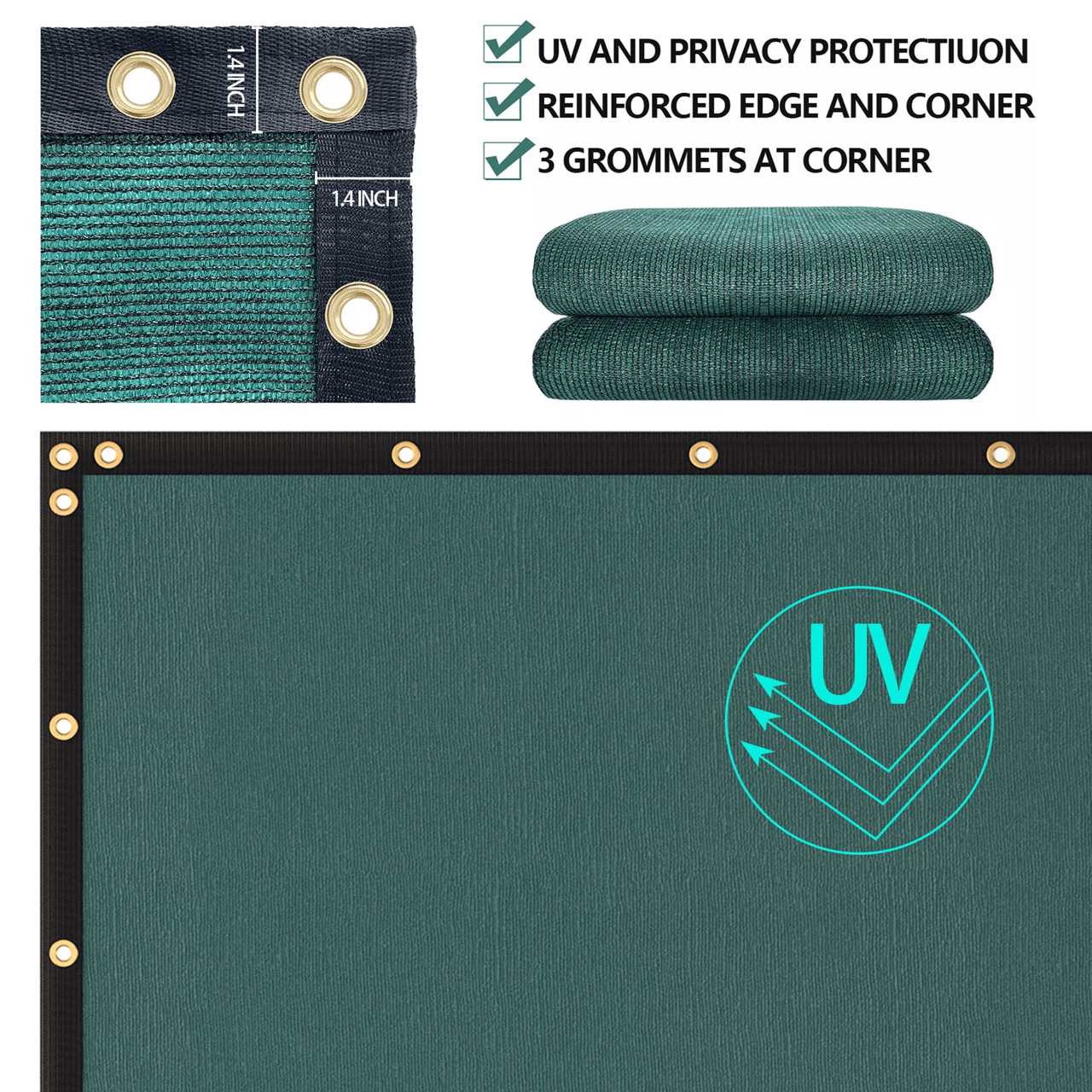 6x50ft Privacy Fence Screen Mesh Shade Cover for Outdoor Patio Garden and Backyard Fencing