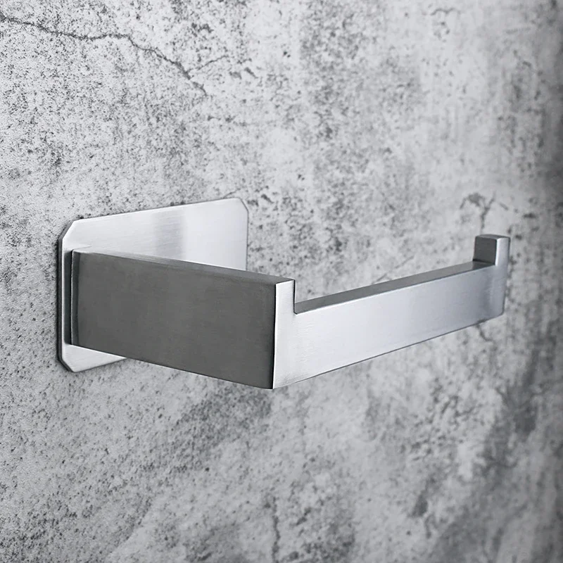 No Drill Stainless Steel wall mounted tissue holder Rustproof bathroom paper roll holder for Modern Spaces