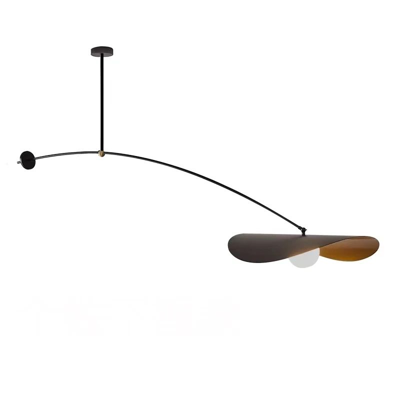 Nordic Novelty LED Long Arm Hat Chandelier, Retro Hanging Lamp for Kitchen Island, Bar, Bedroom & Studys