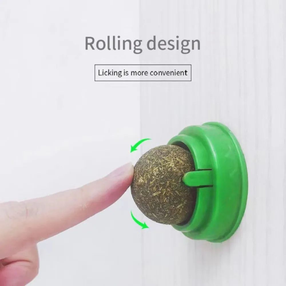 Rotatable Catnip Wall Ball Toy Teeth Cleaning Licking Snack
