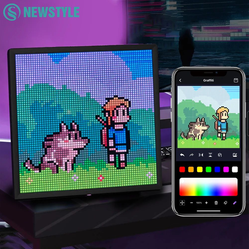 64x64 RGB LED Pixel Art Display with Bluetooth App Control