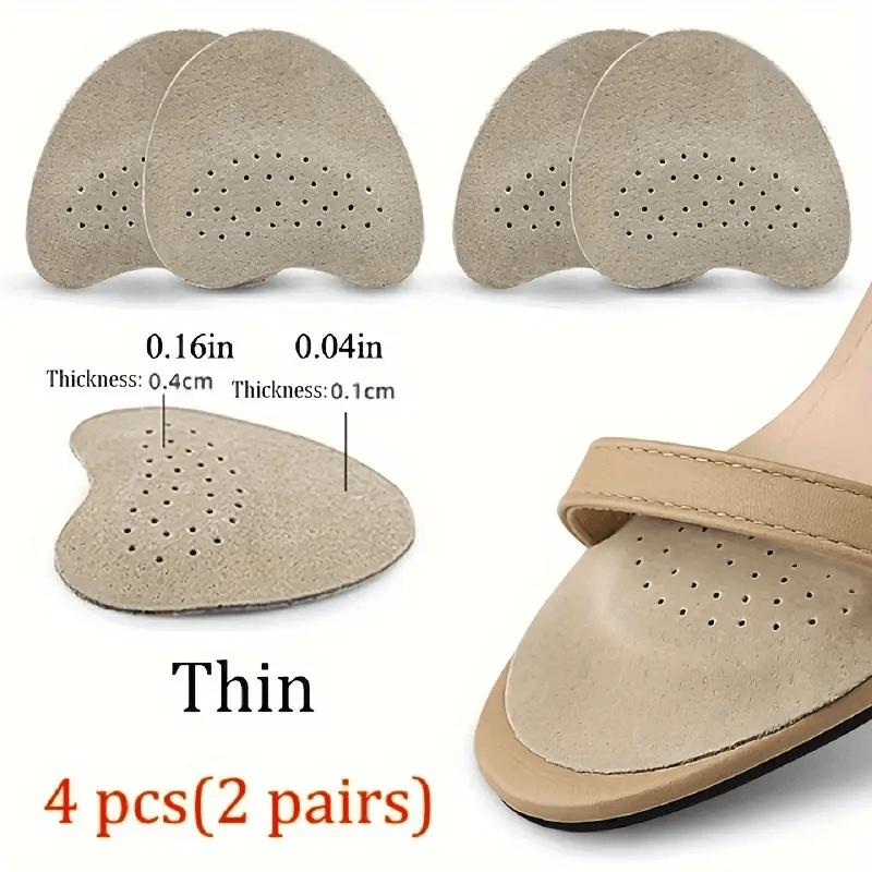 4-Pack Anti-Slip Leather Forefoot Pads – High Heel Pain Relief Inserts for Womens Shoes
