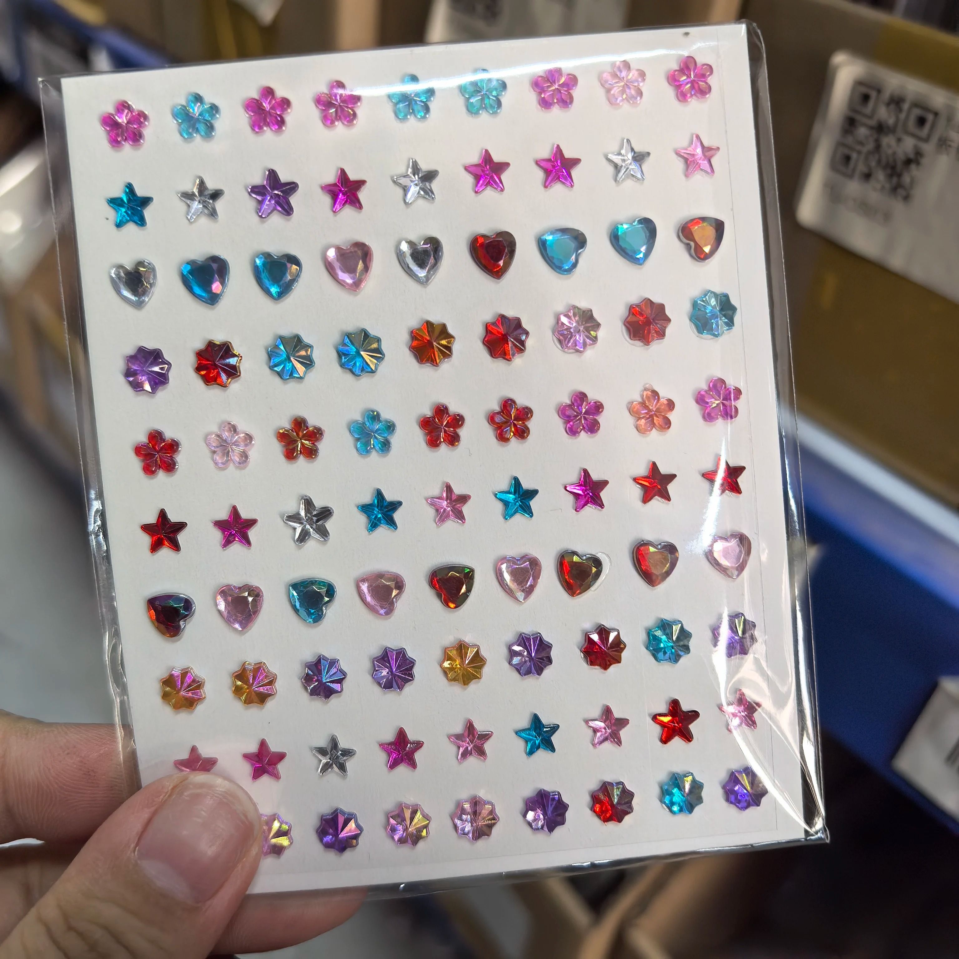StarGlow Face Gem Stickers Laser Sparkle Rhinestone Face Stickers Stars Heart Moon Makeup Gems