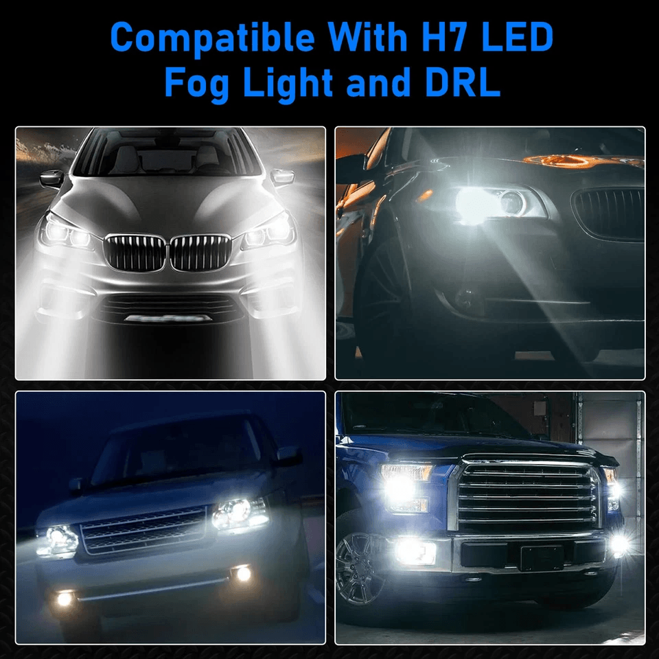 LED DRL Bulbs Fog Driving Light Conversion Kit, Super Bright White H7 LED, Waterproof, Plug & Play