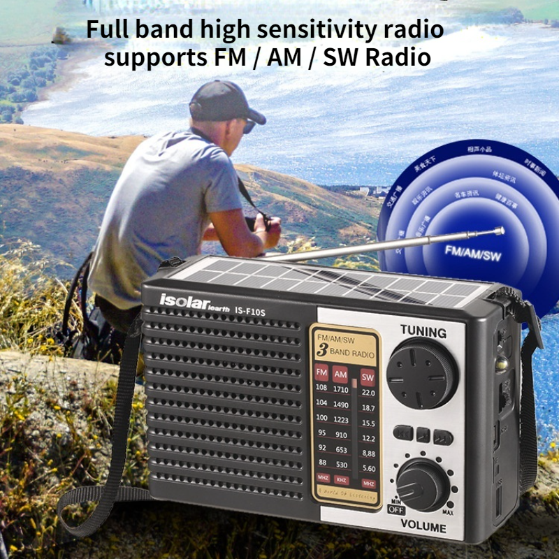 Solar Emergency Radio with Bluetooth Speaker & LED Flashlight Portable Survival Radio