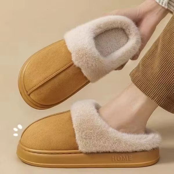 Women Fluffy Winter Indoor Slippers EVA Thick Sole Anti-Slip Warm Unisex Home Shoes