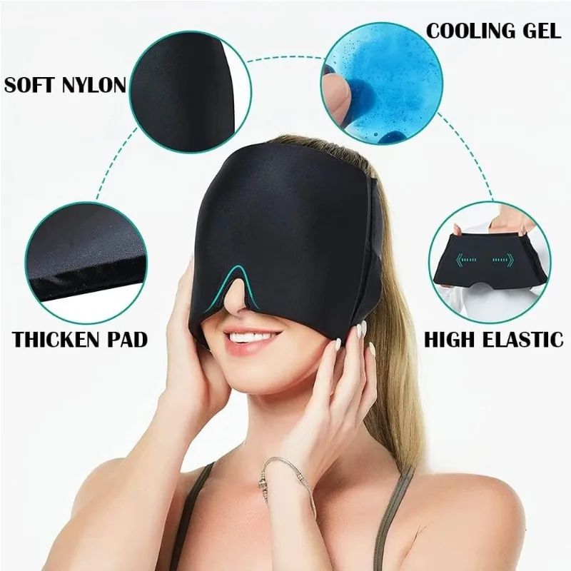 Gel Ice Head Wrap for Migraine Relief - Adjustable Cold Compress Cap for Headaches, Eye Strain, Reusable