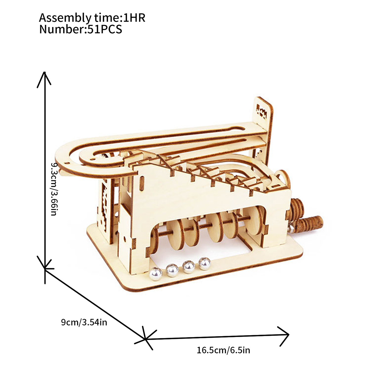 3D Spiral Marble Run Wooden Puzzle Model Kit DIY Mechanical Building Puzzle for Teens