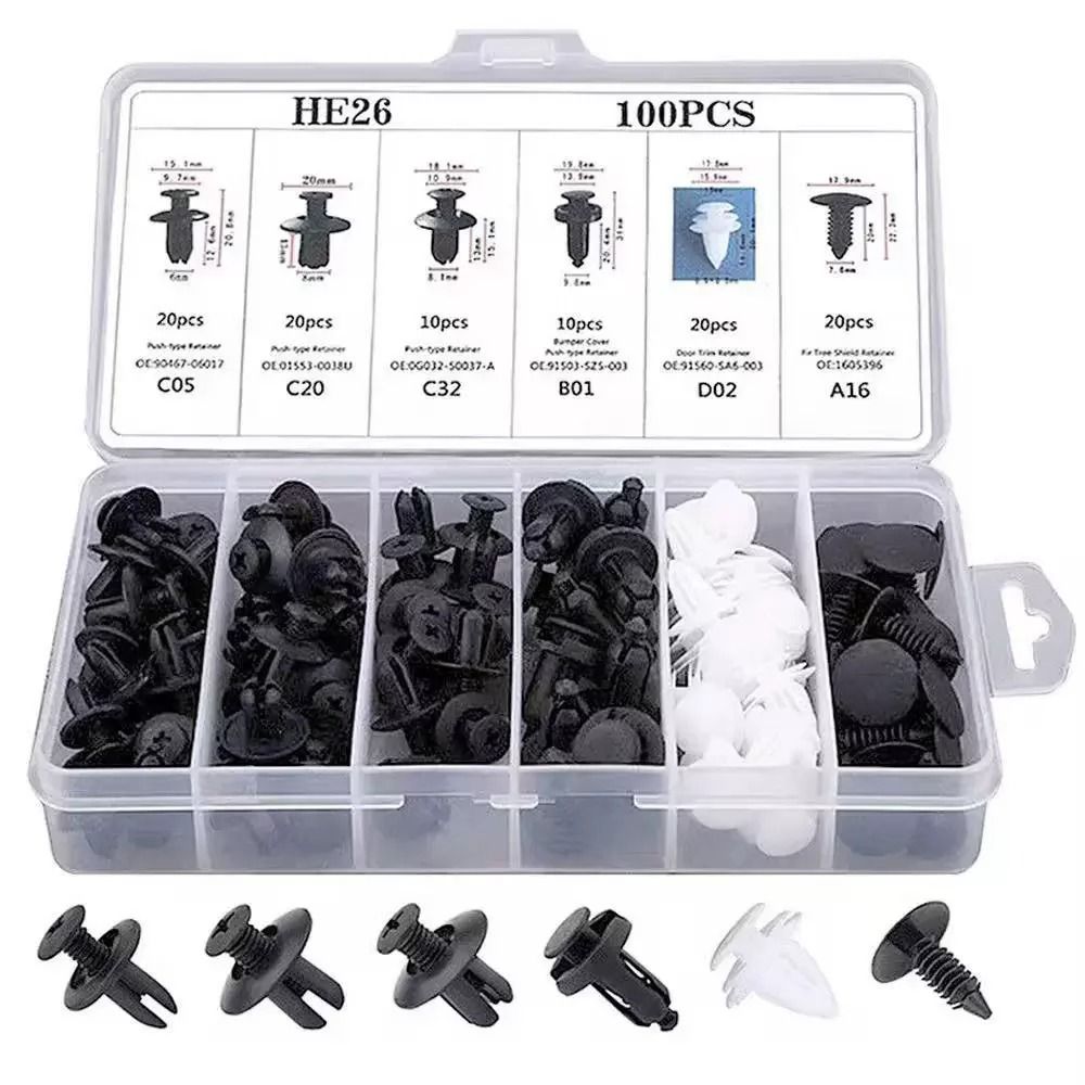 Universal Car Body Push Retainer Pin and Trim Fastener Kit with Tools