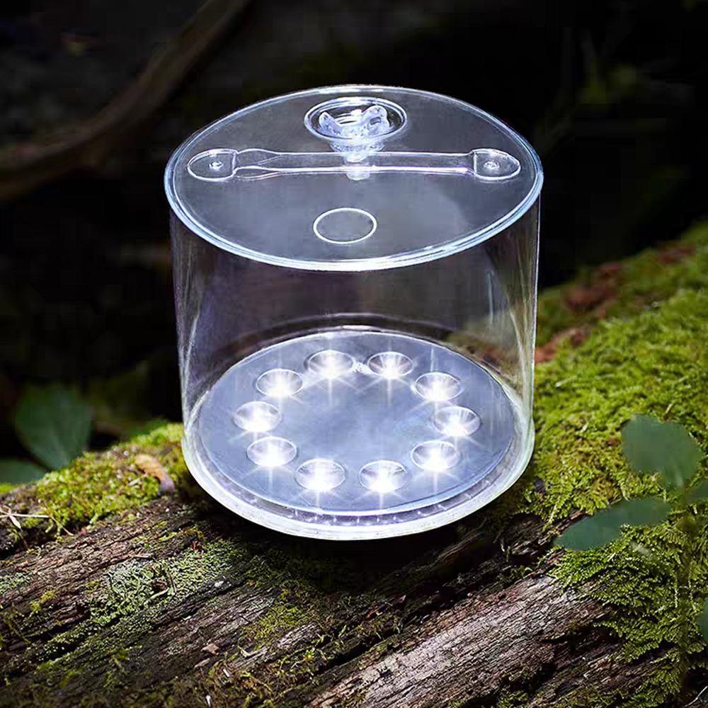 Portable LED Solar Camping Lantern Tent Lamp, Waterproof Outdoor Inflatable Foldable Light for Hiking, Backpacking