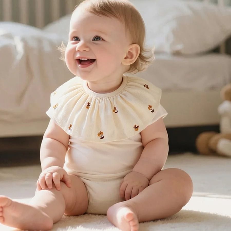 4pcs Baby 360 Flared Edge Apron Class A Cotton Anti-Vomiting Bibs