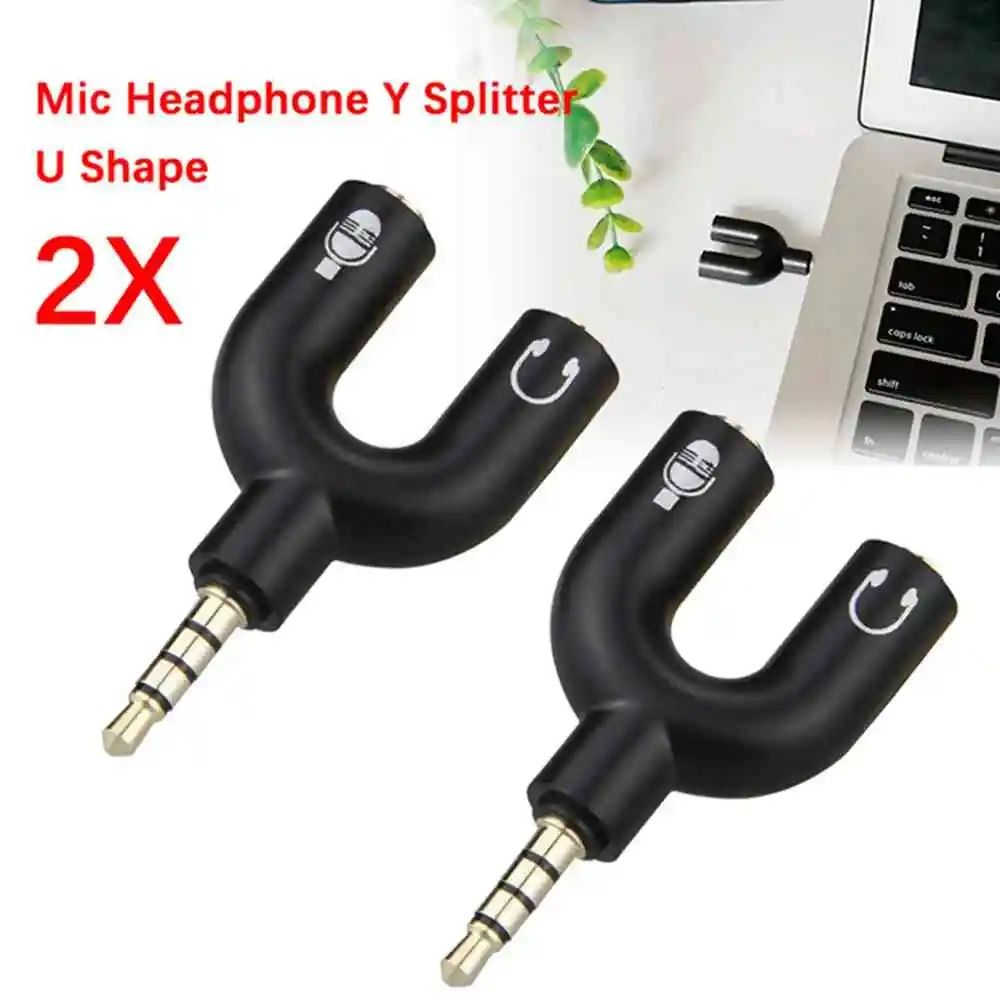 U-Shaped 3.5mm Stereo Audio and Microphone Splitter