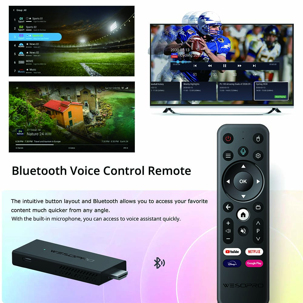 4K Android TV Stick with WiFi 6 and Bluetooth 5.0 Smart TV Dongle