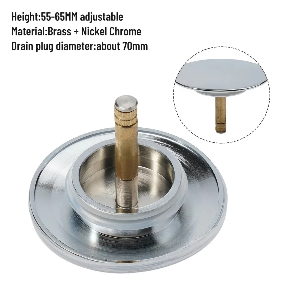 Universal Bathtub Drain Stopper Pop Up Sink Plug Leakproof Silver