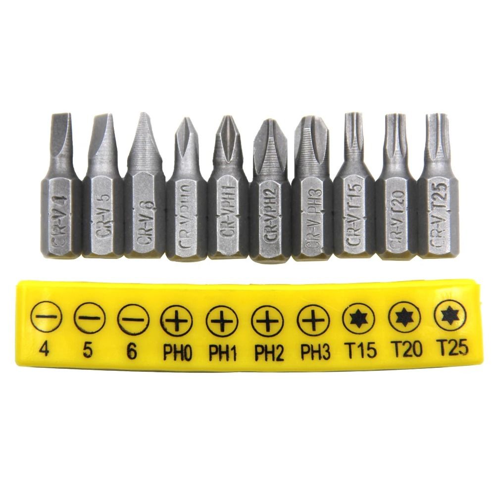 Cross Screwdriver Bit Set Ten Piece 60 mm Rubber Coated Extension Bits for Power Tools