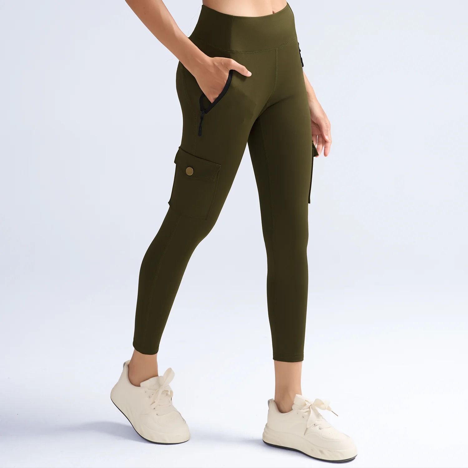 Womens Butt Lifting Leggings with Side Pocket and Washed Print Design