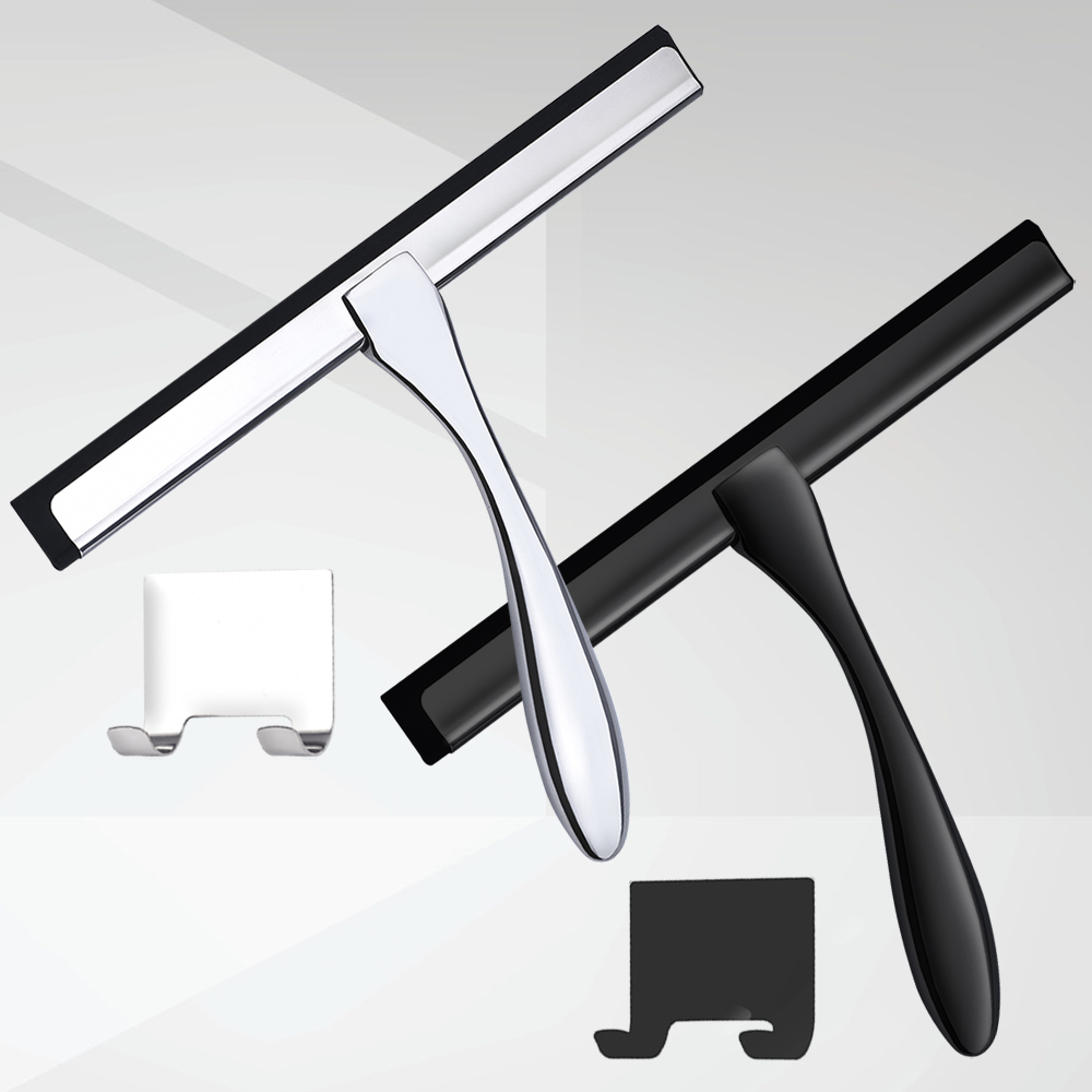 Stainless Steel Shower Squeegee with Silicone Rubber Scrape, Glass Wiper for Windows and Bathroom